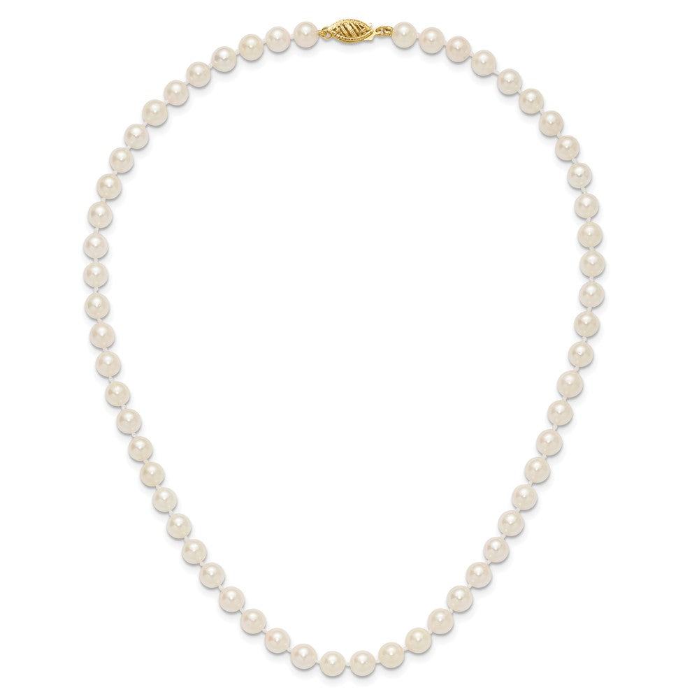 14k Round White Saltwater Akoya A Quality Cultured Pearl Necklaces