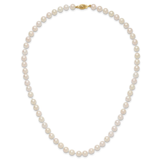 14k Round White Saltwater Akoya A Quality Cultured Pearl Necklaces