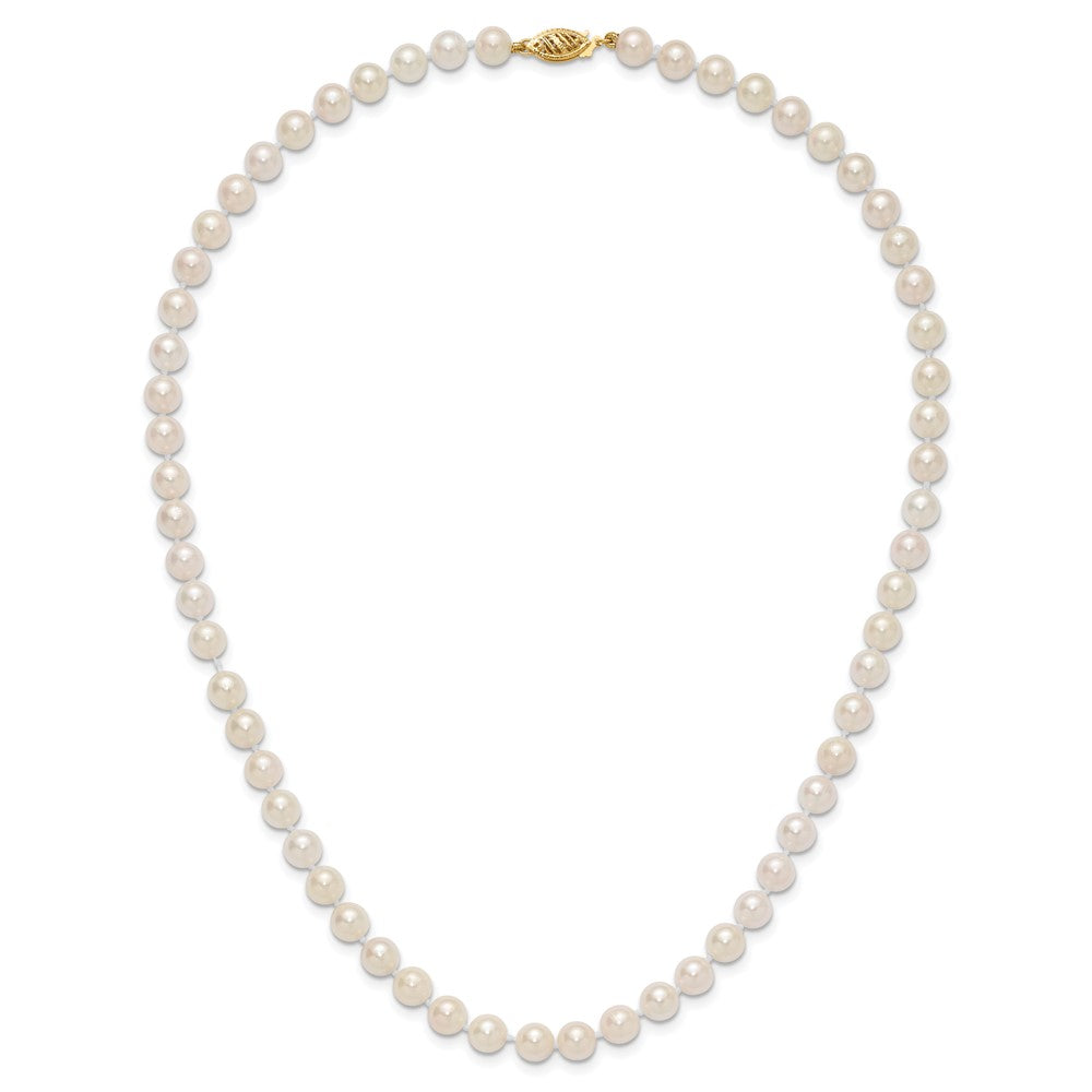 14k Round White Saltwater Akoya A Quality Cultured Pearl Necklaces