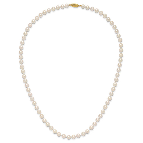 14k Round White Saltwater Akoya A Quality Cultured Pearl Necklaces