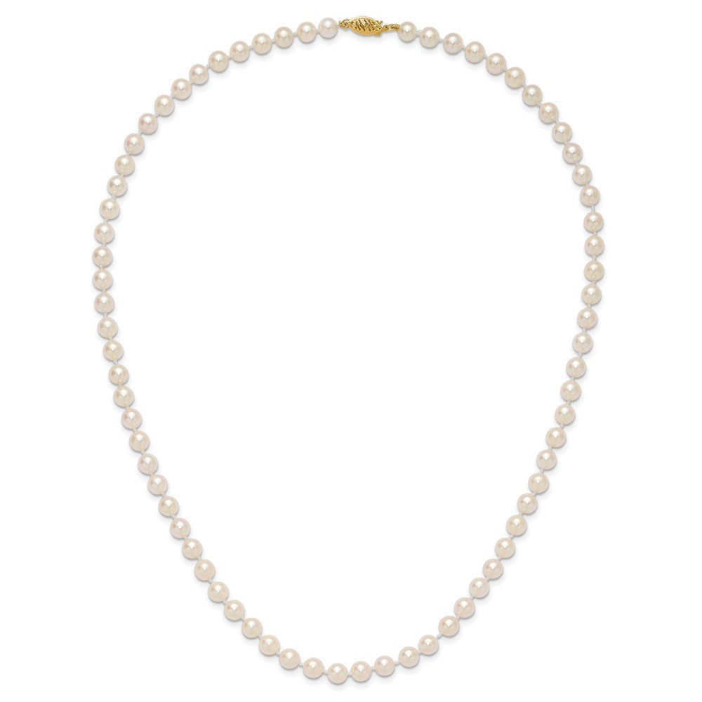 14k Round White Saltwater Akoya A Quality Cultured Pearl Necklaces