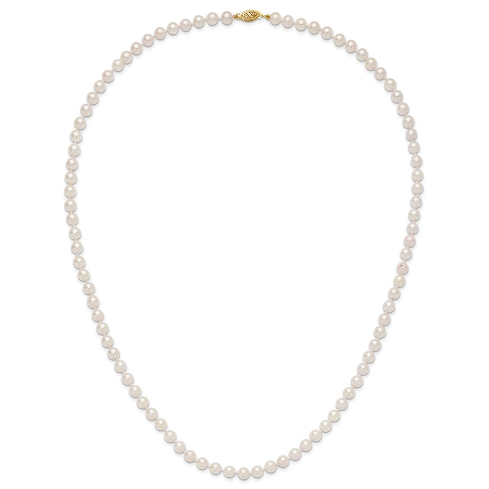14k Round White Saltwater Akoya A Quality Cultured Pearl Necklaces