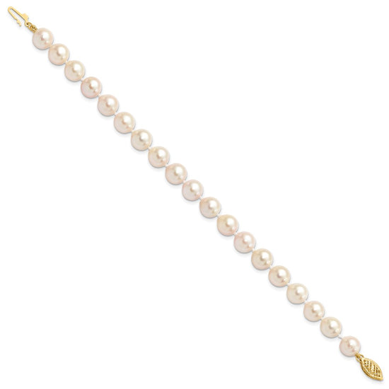 14k Round White Saltwater Akoya A Quality Cultured Pearl Bracelets