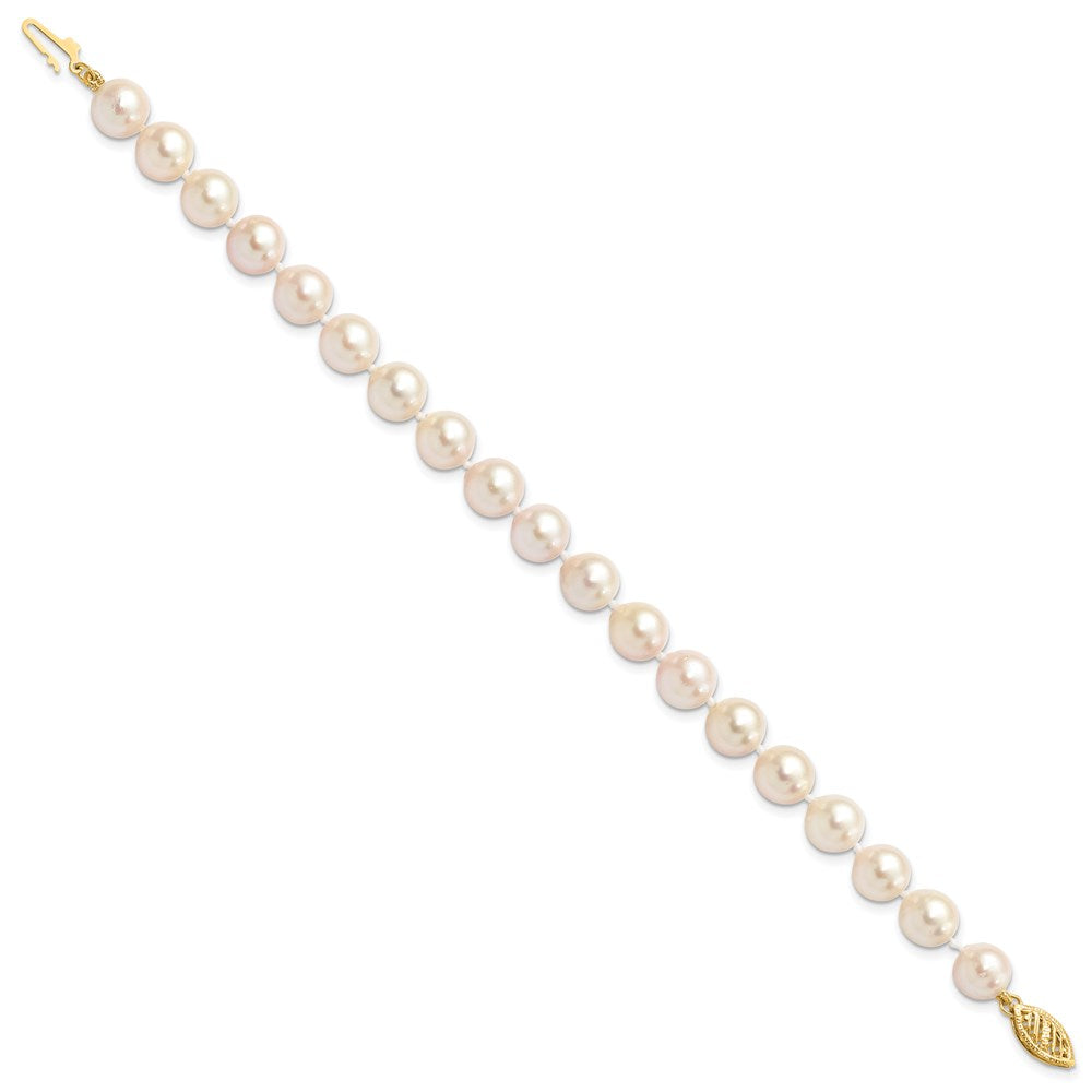 14k Round White Saltwater Akoya A Quality Cultured Pearl Bracelets