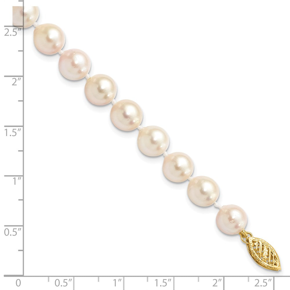 14k Round White Saltwater Akoya AA Quality Cultured Pearl Bracelets