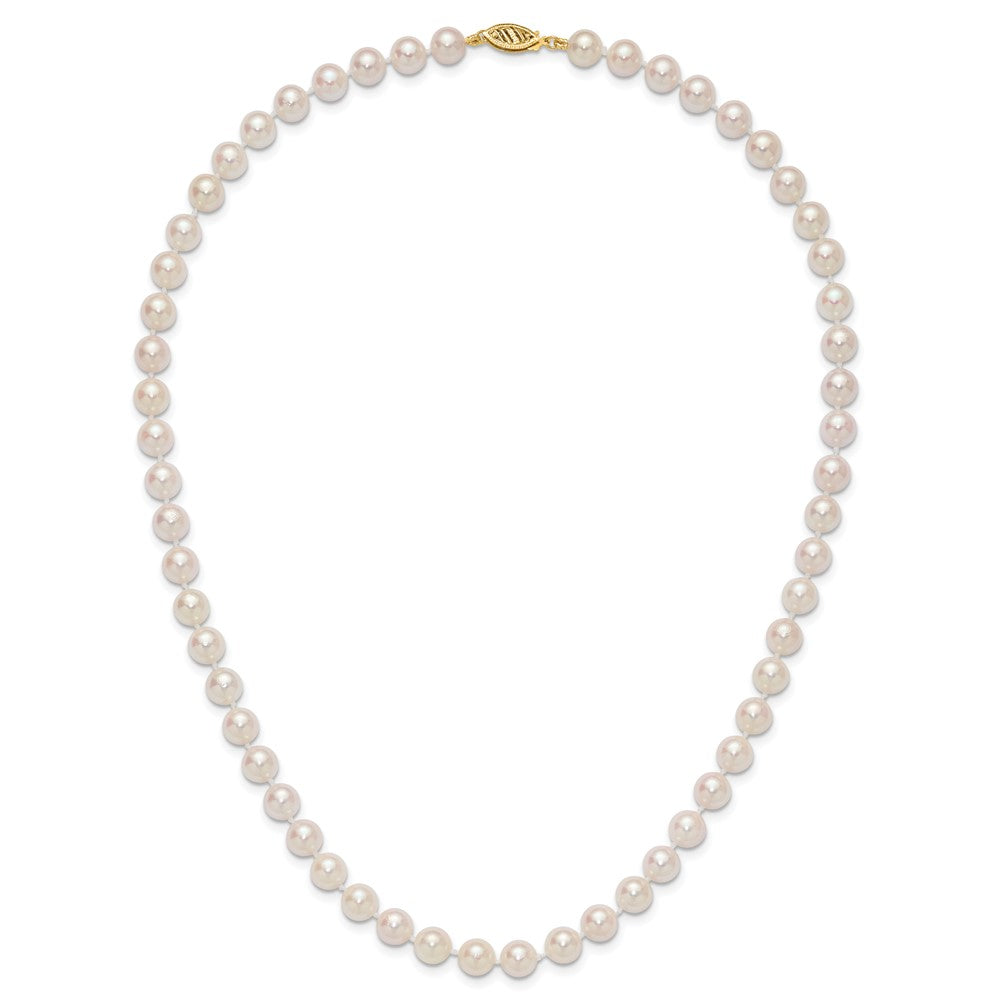 14k Round White Saltwater Akoya A Quality Cultured Pearl Necklaces