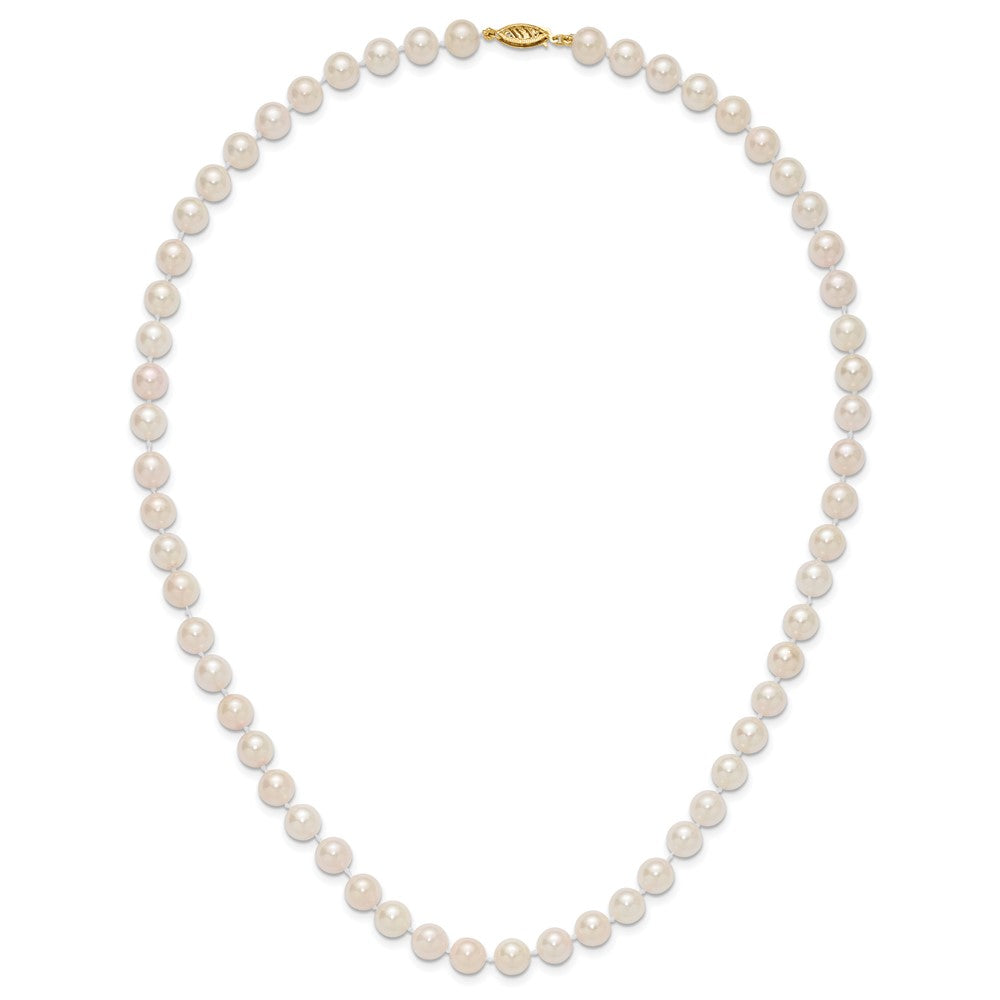14k Round White Saltwater Akoya A Quality Cultured Pearl Necklaces