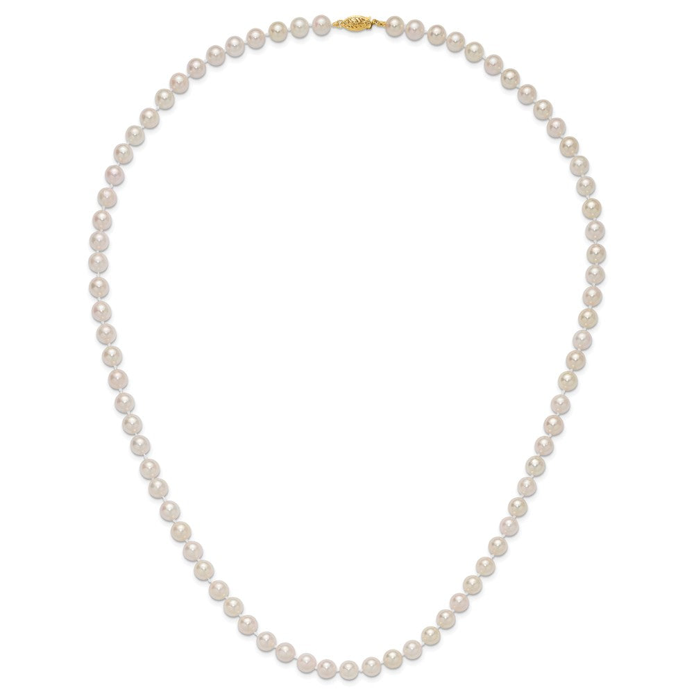 14k Round White Saltwater Akoya A Quality Cultured Pearl Necklaces