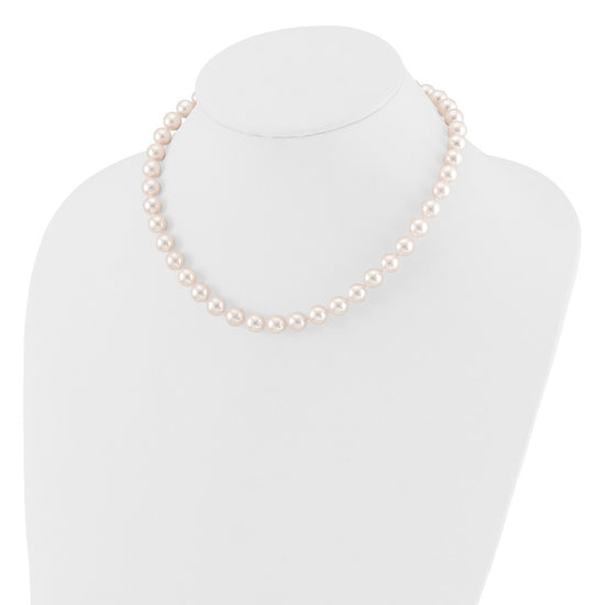 14k Round White Saltwater Akoya AA Quality Cultured Pearl Necklaces