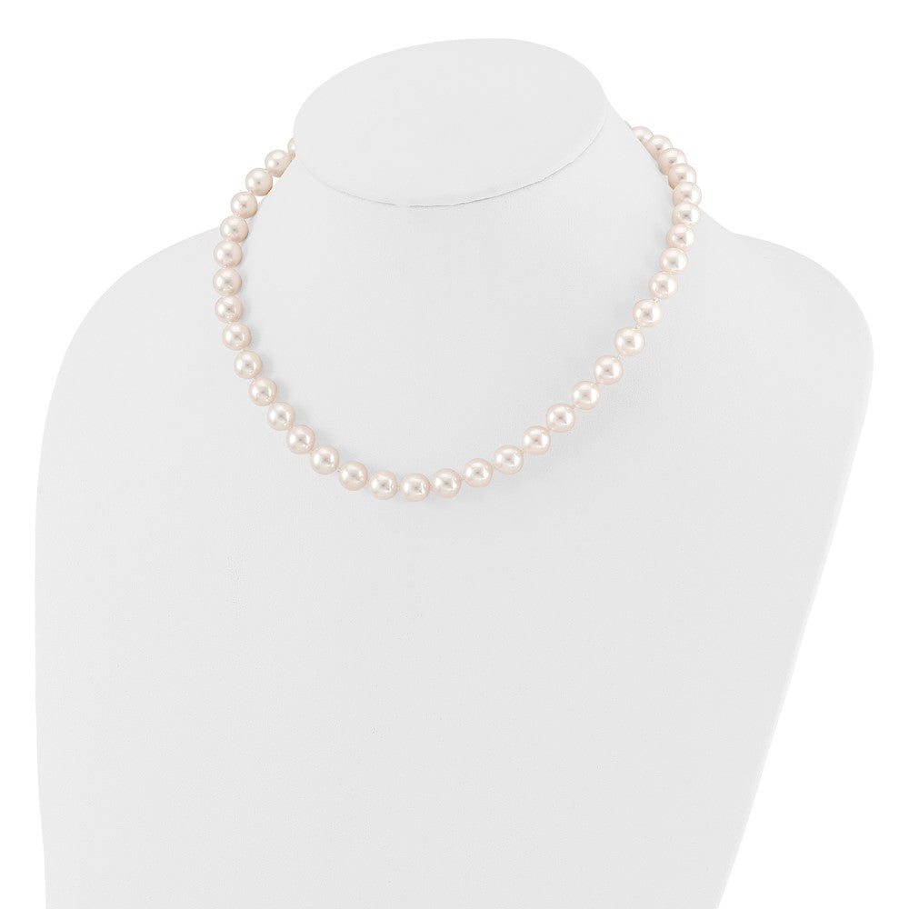 14k Round White Saltwater Akoya AA Quality Cultured Pearl Necklaces