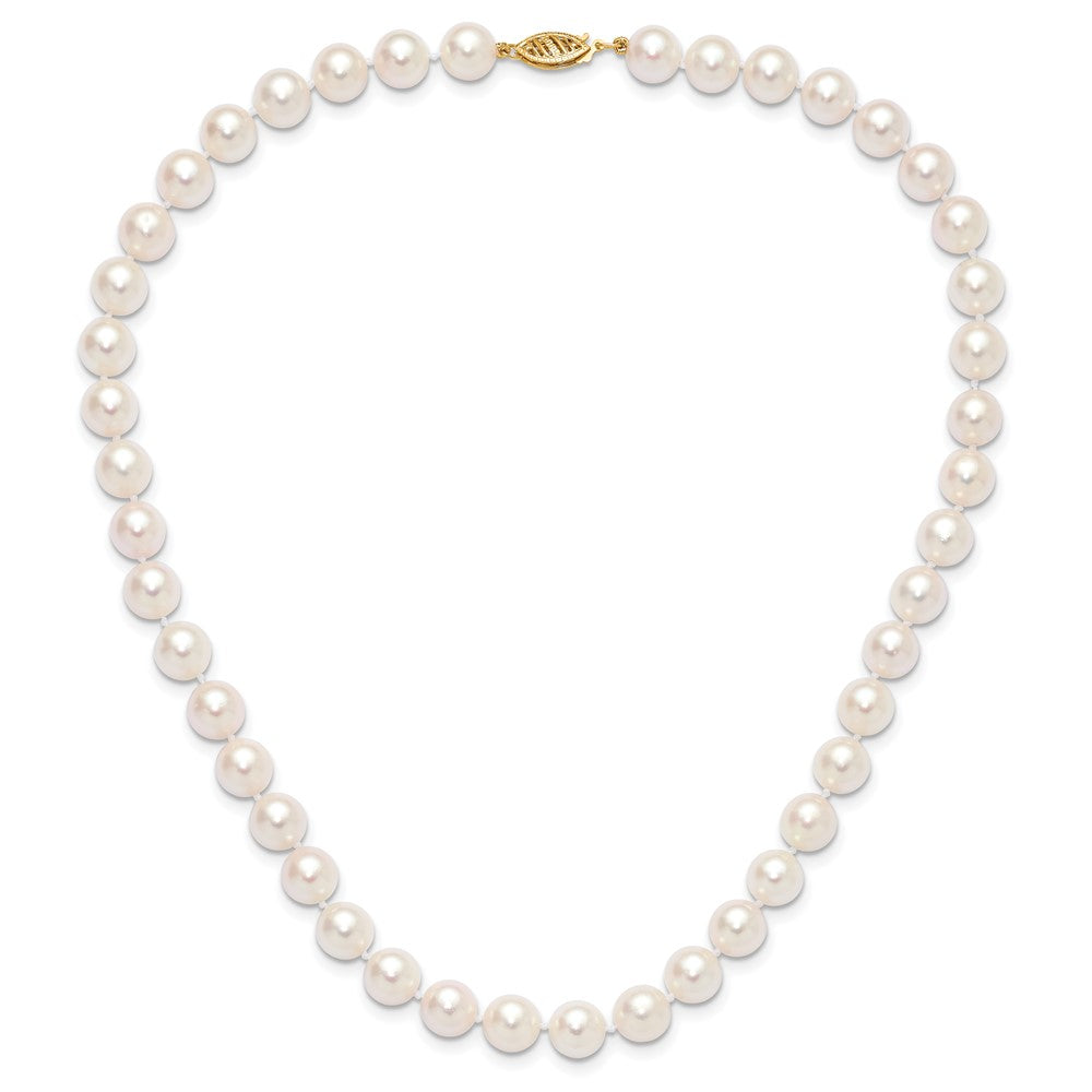 14k Round White Saltwater Akoya AA Quality Cultured Pearl Necklaces