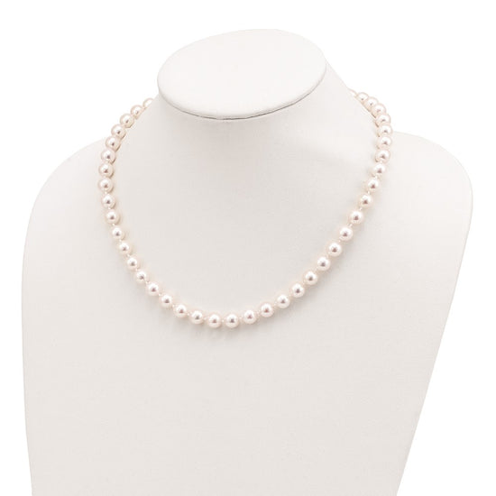 14k Round White Saltwater Akoya AA Quality Cultured Pearl Necklaces