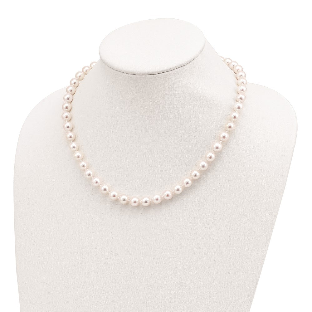14k Round White Saltwater Akoya AA Quality Cultured Pearl Necklaces