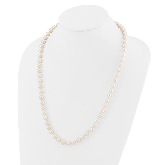 14k Round White Saltwater Akoya AA Quality Cultured Pearl Necklaces