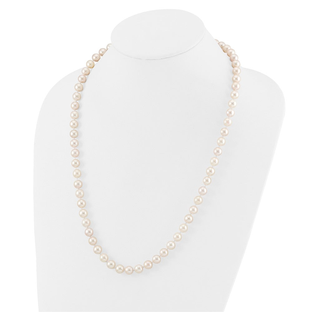 14k Round White Saltwater Akoya AA Quality Cultured Pearl Necklaces
