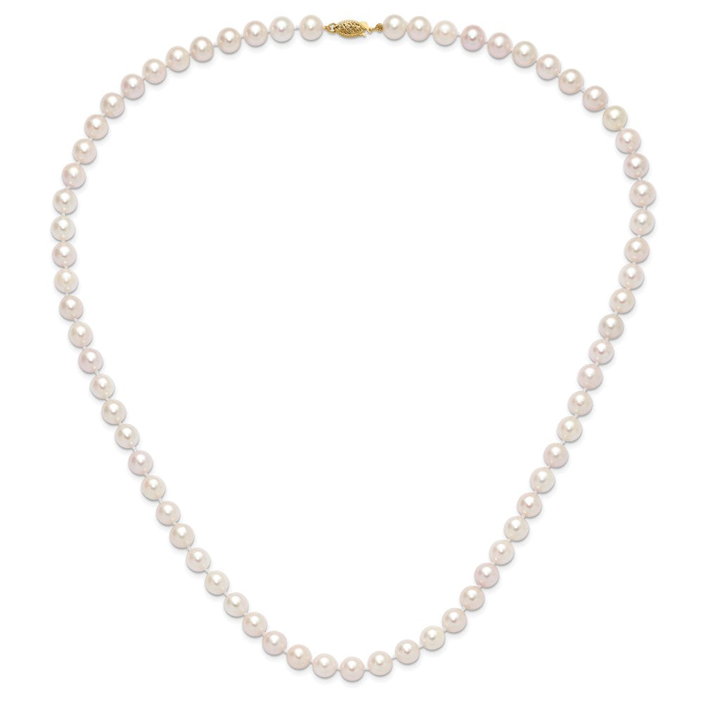 14k Round White Saltwater Akoya AA Quality Cultured Pearl Necklaces
