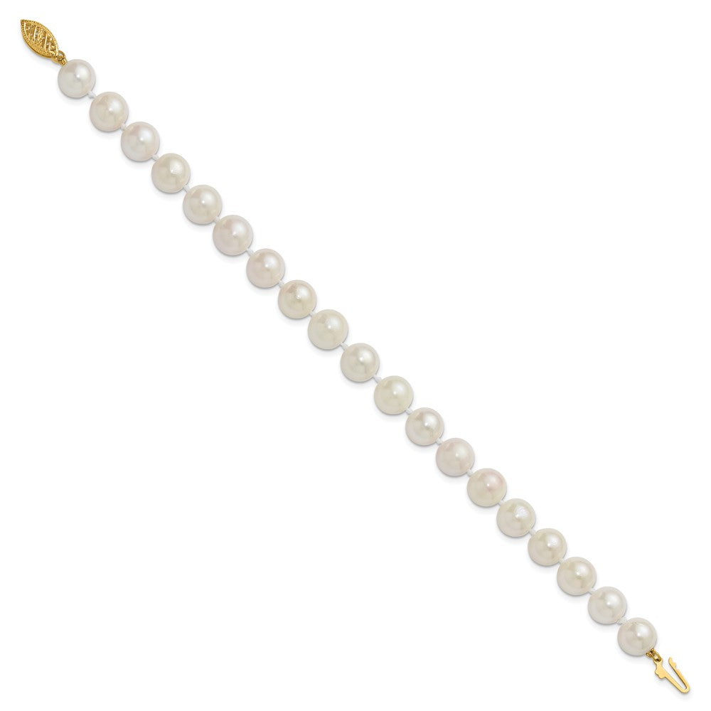 14k Round White Saltwater Akoya AA Quality Cultured Pearl Bracelets