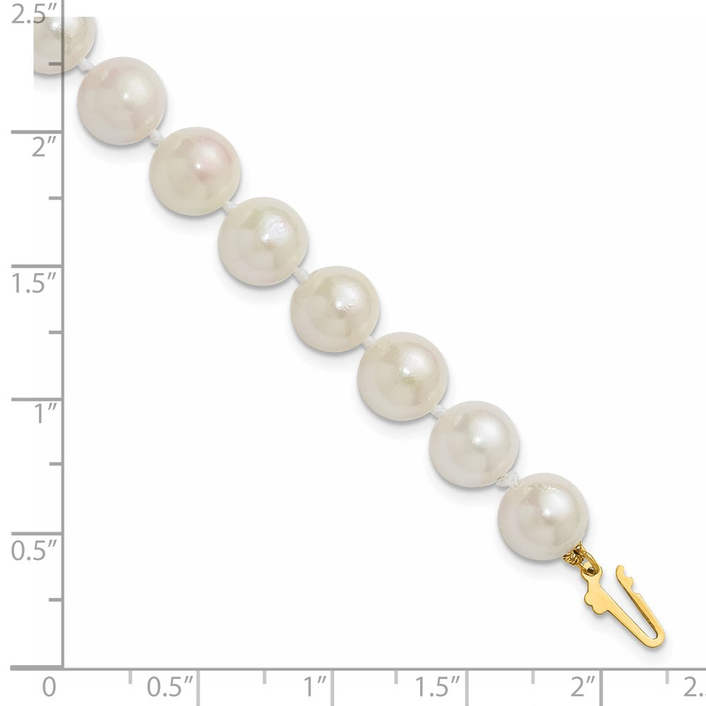 14k Round White Saltwater Akoya AA Quality Cultured Pearl Bracelets