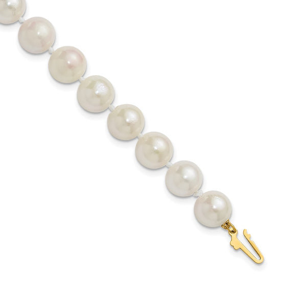 14k Round White Saltwater Akoya AA Quality Cultured Pearl Bracelets