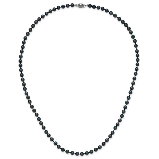 14kw Round Black Saltwater Akoya Cultured Pearl Necklaces