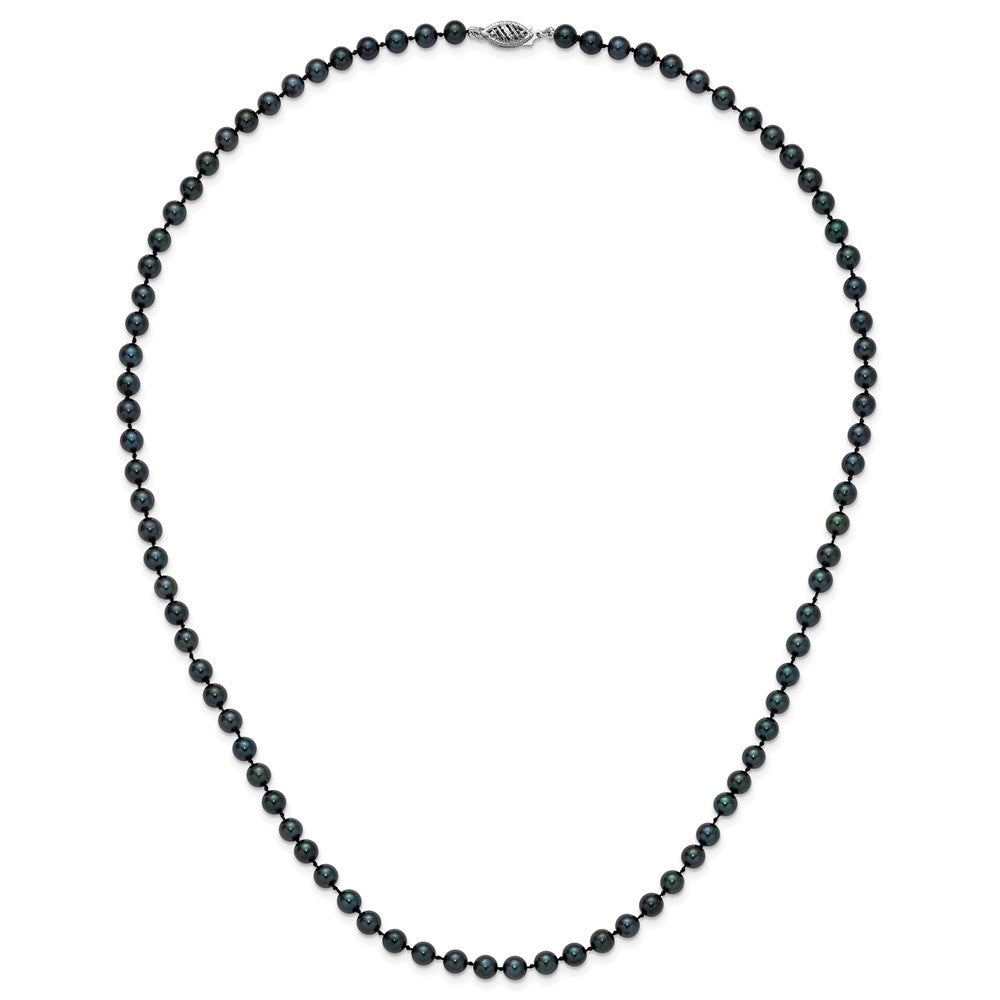 14kw Round Black Saltwater Akoya Cultured Pearl Necklaces