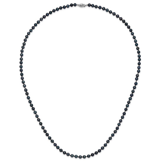 14kw Round Black Saltwater Akoya Cultured Pearl Necklaces