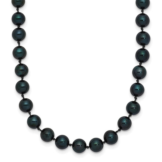 14kw Round Black Saltwater Akoya Cultured Pearl Necklaces