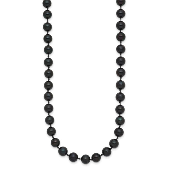 14kw Round Black Saltwater Akoya Cultured Pearl Necklaces