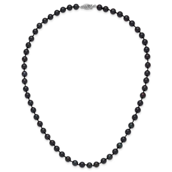 14kw Round Black Saltwater Akoya Cultured Pearl Necklaces