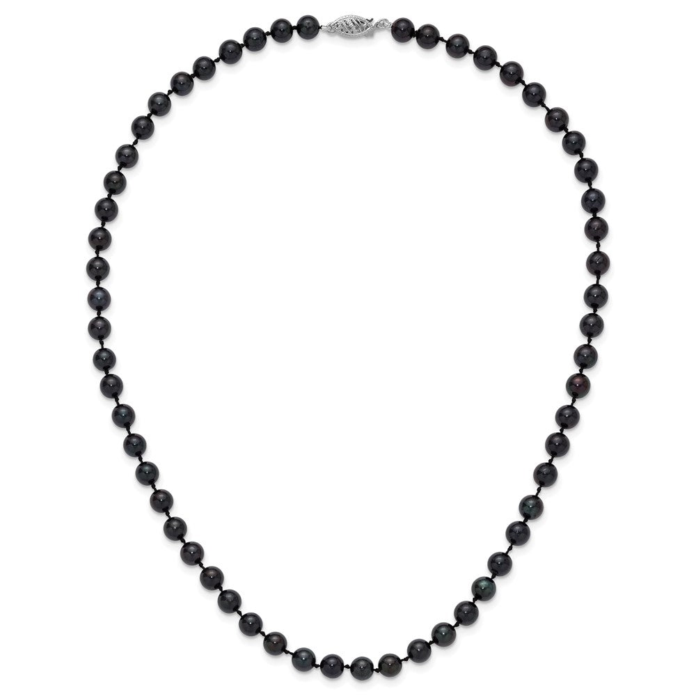 14kw Round Black Saltwater Akoya Cultured Pearl Necklaces
