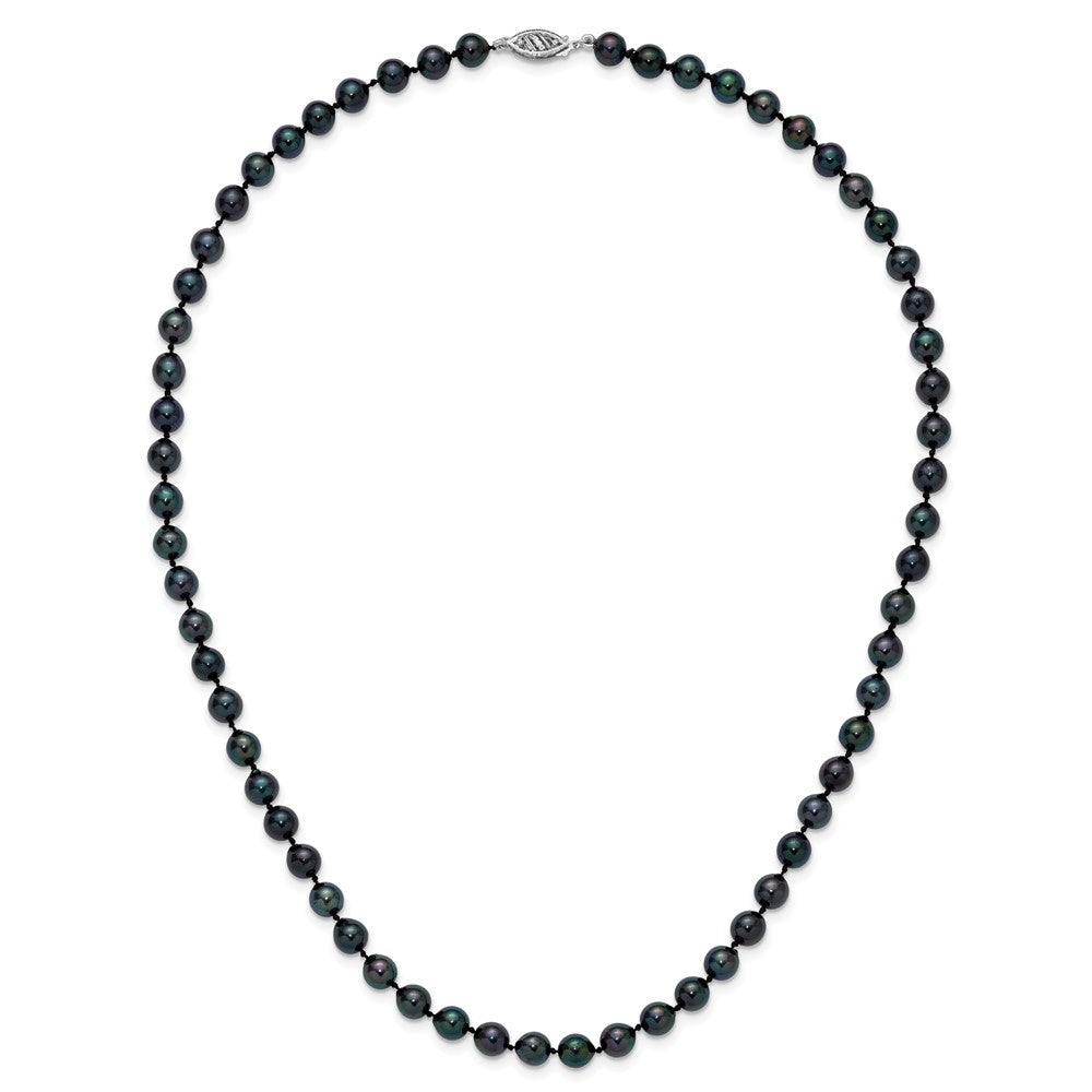 14kw Round Black Saltwater Akoya Cultured Pearl Necklaces