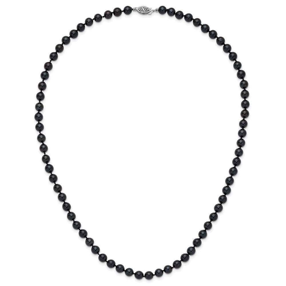 14kw Round Black Saltwater Akoya Cultured Pearl Necklaces