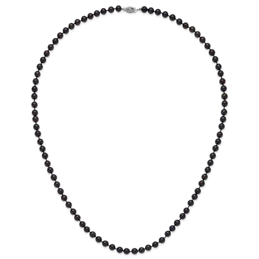 14kw Round Black Saltwater Akoya Cultured Pearl Necklaces