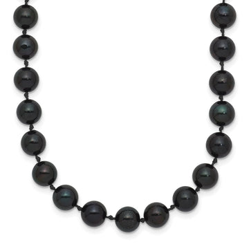 14kw Round Black Saltwater Akoya Cultured Pearl Necklaces
