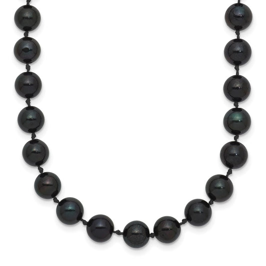 14kw Round Black Saltwater Akoya Cultured Pearl Necklaces