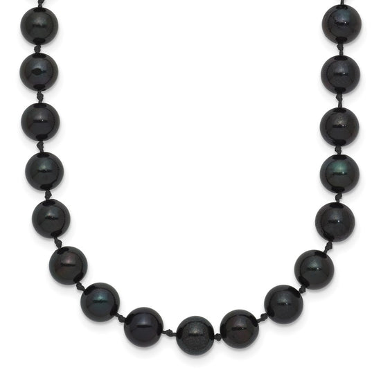 14kw Round Black Saltwater Akoya Cultured Pearl Necklaces