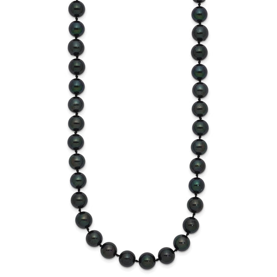 14kw Round Black Saltwater Akoya Cultured Pearl Necklaces