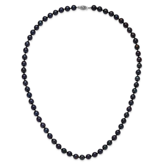 14kw Round Black Saltwater Akoya Cultured Pearl Necklaces