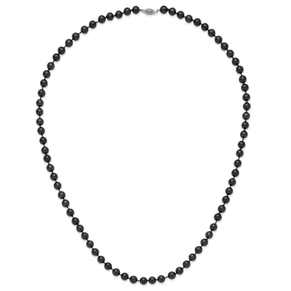 14kw Round Black Saltwater Akoya Cultured Pearl Necklaces