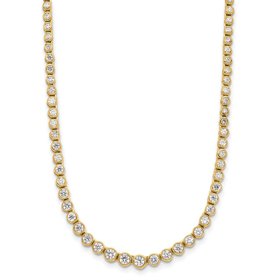 14k 3 carat Lab Grown Diamond VS/SI+ G+ 16 inch with a 2 inch extension Graduated Bezel Set Tennis Necklace