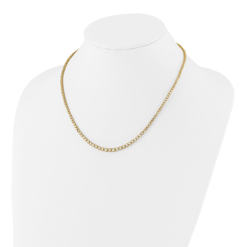 14k 3 carat Lab Grown Diamond VS/SI+ G+ 16 inch with a 2 inch extension Graduated Bezel Set Tennis Necklace