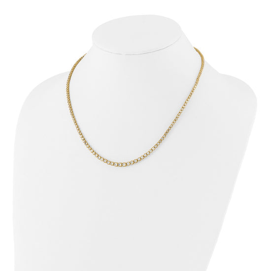 14k 3 carat Lab Grown Diamond VS/SI+ G+ 16 inch with a 2 inch extension Graduated Bezel Set Tennis Necklace