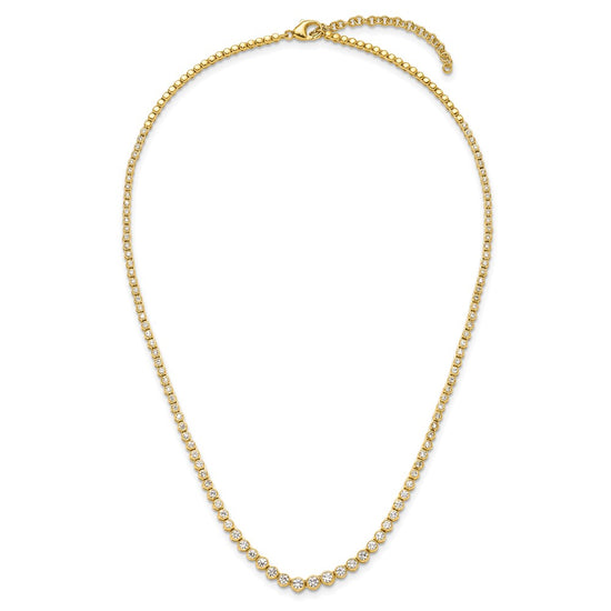 14k 3 carat Lab Grown Diamond VS/SI+ G+ 16 inch with a 2 inch extension Graduated Bezel Set Tennis Necklace