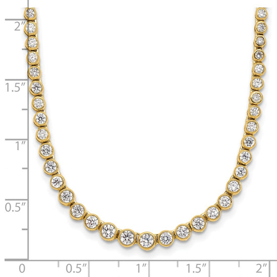 14k 3 carat Lab Grown Diamond VS/SI+ G+ 16 inch with a 2 inch extension Graduated Bezel Set Tennis Necklace