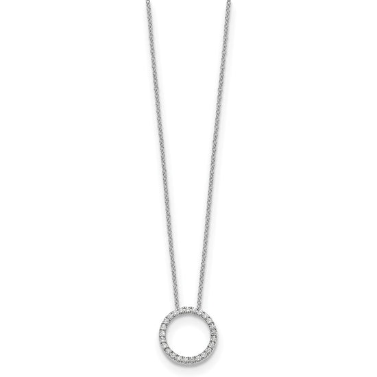 14k White Gold 1/4 carat Diamond Circle 18 inch Necklace