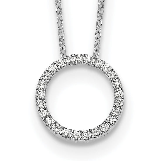 14k White Gold 1/4 carat Diamond Circle 18 inch Necklace