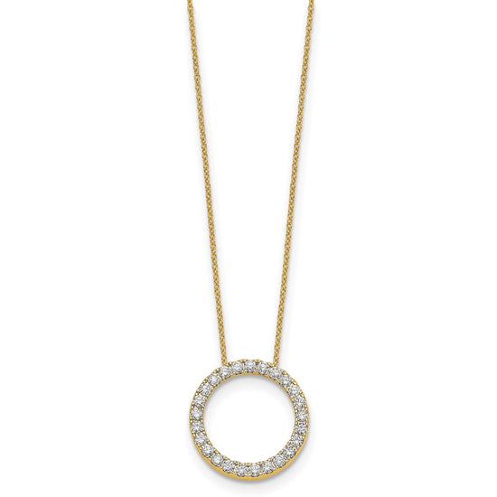 14k Polished 1 carat Diamond Circle 18 inch Necklace