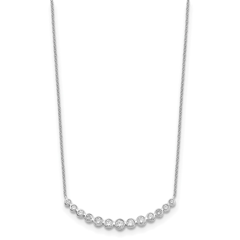 14k White Gold 3/4 carat Diamond Bezel-set Curved Bar 18 inch Necklace