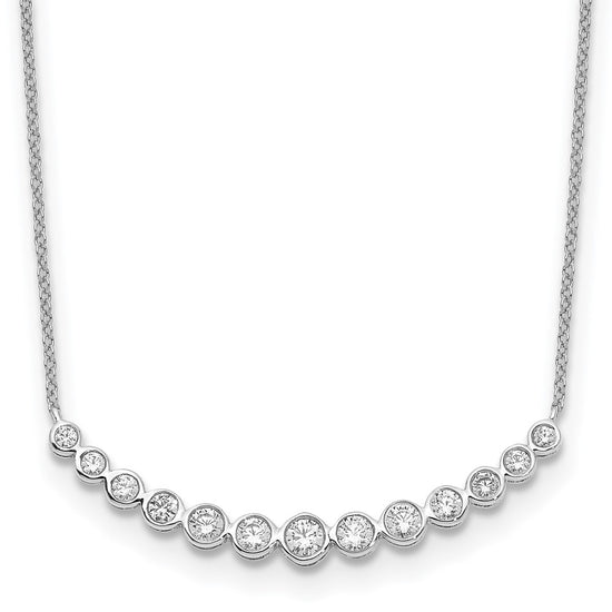 14k White Gold 3/4 carat Diamond Bezel-set Curved Bar 18 inch Necklace