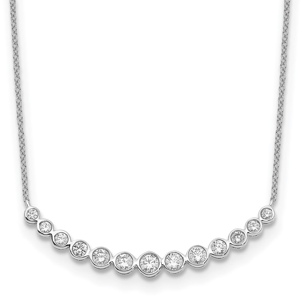 14k White Gold 3/4 carat Diamond Bezel-set Curved Bar 18 inch Necklace